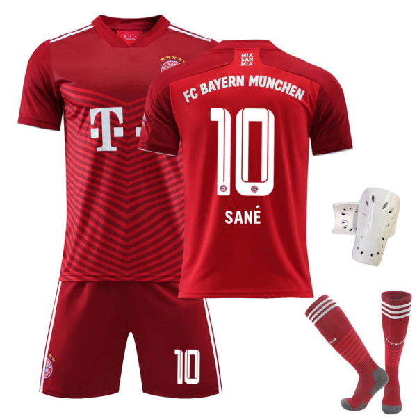 21-22 Bayern rød hjemme nr. 9 Lewandowski trøjesæt nr. 25 Muller nr. 10 Sane fodbolduniform Bayern home number 10 3XL#