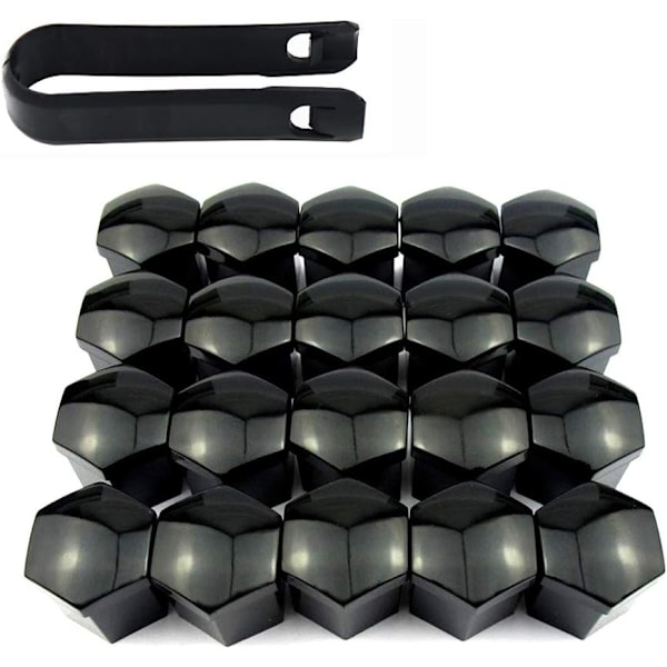 20 st 21 mm hjulmutterskydd, hjulbultmutterskydd, hexagonala däckmutterskydd (svart) Svart Black 21mm