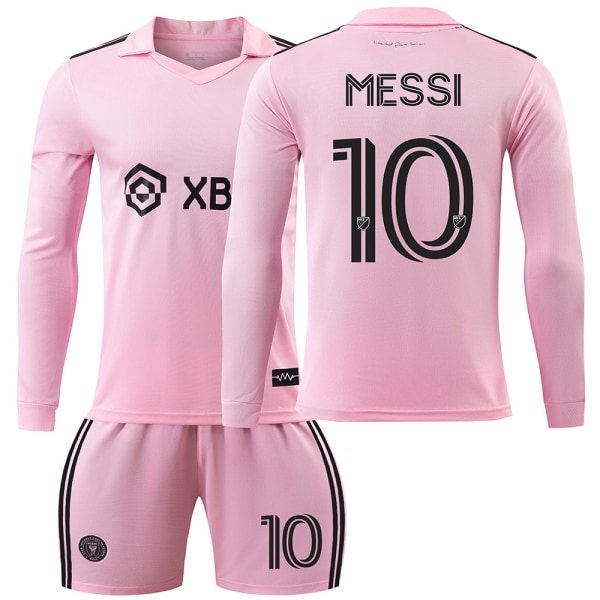 23-24 Miami Jersey pitkähihainen nro 10 Messi Major League Soccer Jersey Koti Pink Suit with Socks No. 9 without socks L