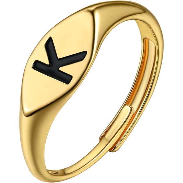 GoldChic Smycken Guld Fet Initial Bokstav Öppen Ring Justerbar,