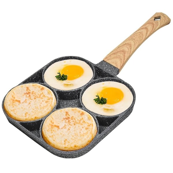 Egg Pan, Non-Stick Pancake Pan Egg Pan with Frying Pan with 4 Holes Fried Egg Pancake Maker for Induction SQBB