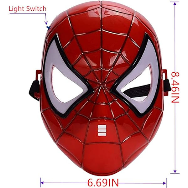 Spindelmannen-masker för barn, Spiderman-mask med lysande LED-ögon för Halloween