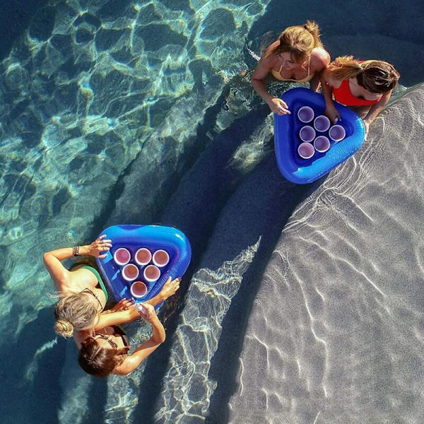 Oppustelig Beer Pong Stand, Poolspil, Oppustelig Trekant Drikkeunderlag, Kopholder, Underlag, Flydende Spillebord