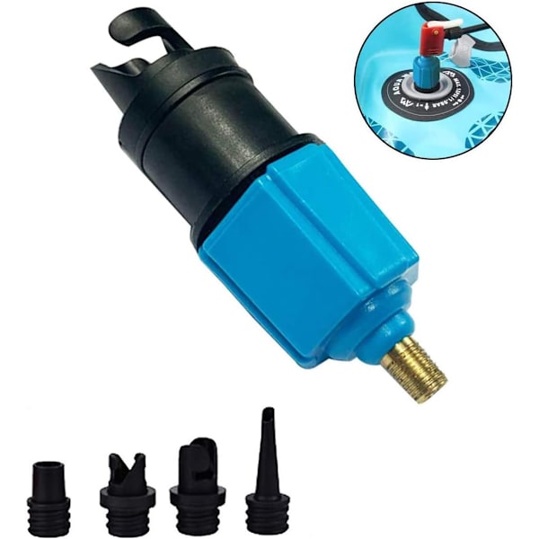 Pumpadapter Kompressor Luftventil Konverter Med 4 Standard Luftventil Munstycken För Ventil Kajak Uppblåsbar Flotte Stand Up Paddle Board