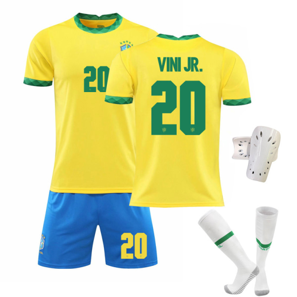 2021 Brasilien hemma gul nr 10 Neymar nr 7 Paqueta nr 20 Vinicius fotbollsdräkter set Brazil home number 11 2XL#