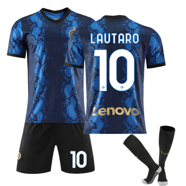 21-22 Inter Milan hemmatröja nr 10 Lautaro nr 7 Sanchez nr 9 Dzeko fotbollsplan kostym med strumpor Size 10 with socks 24#