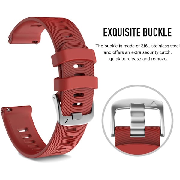 Garmin Vivomove HR / Vivoactive 3 / Vivoactive 3 Music / Forerunner 245/645 Music, 20mm Premium Silicone QuickFit-rannekkeet, useita värejä (3