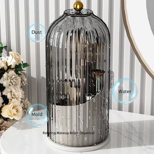 Makeup opbevaringsboks, 360° roterende organizer, 3 rum (SORT)