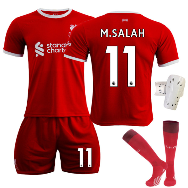 2023-24 uuden kauden Liverpoolin kotipaita punainen nro 11 Salah 9 Firmino 27 Nunez jalkapallopaita No. 11 with socks + protective gear #M