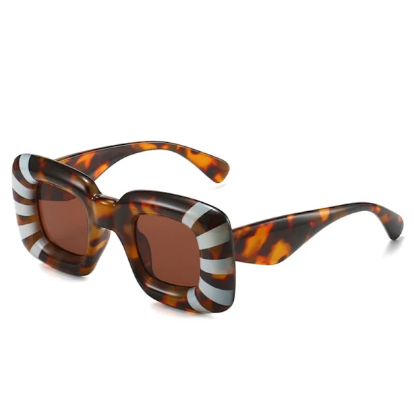 FF849 Unisex Mote Vintage Tykke Kvadratiske Solbriller Trendy Retro Oppblåst Ramme Rektangulære Solbriller 9 Retro Sunglasses
