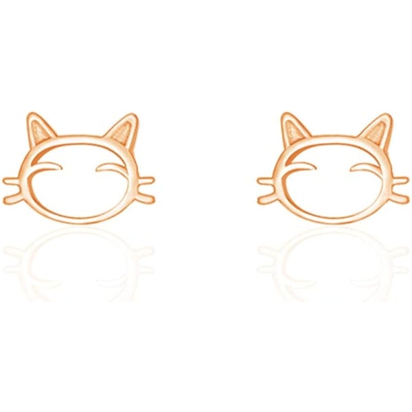 Tiny Cat Stud Örhängen S925 Sterling Silver Minimalistisk Söt Anim