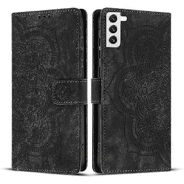 Frosted Læder Etui til Mandala Emed Retro Telefon Sort(FQ) For Samsung Galaxy S21 FE 5G Black