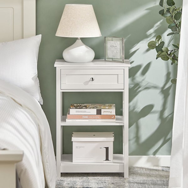 SoBuy Natbord Sengebord, Sofabord, Reliefbord, FBT46-W White