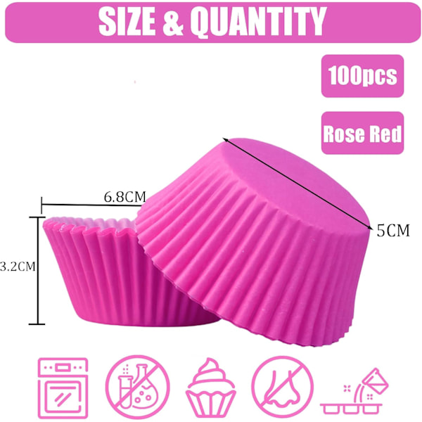 ll Rose Paper Muffin Liners Leivontakuppikakkupaperit, Rasvankestävät Muffin Liners Leivontaan, Mini Muffin Kääreet Liners Muffin Kupit Cupcakeliner Bulk, Paperi Rose