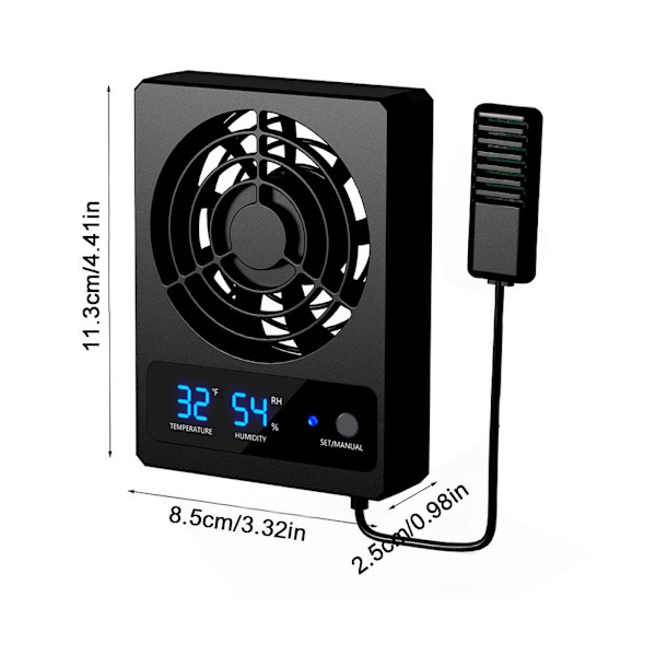 Ventilationsventilator til reptilterrarium, affugter til regnskov degrees Celsius one