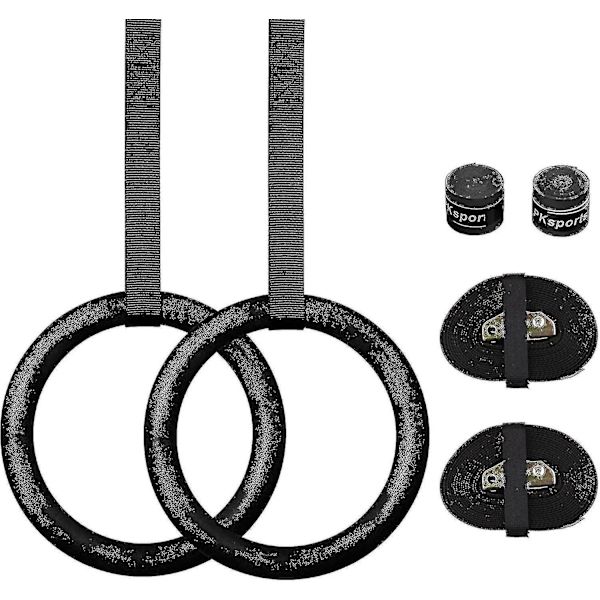 Gymnastikringar - Olympiska gymnastikringar - Med justerbar nylon - 23 mm belastning - 400 kg - För inomhus och utomhus - För fitness - Upphängningslina