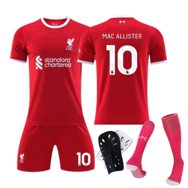23-24 Liverpool hjemmebanetrøje nr. 11 Salah børne- og voksenfodboldsæt No. 10 socks + protective gear 28