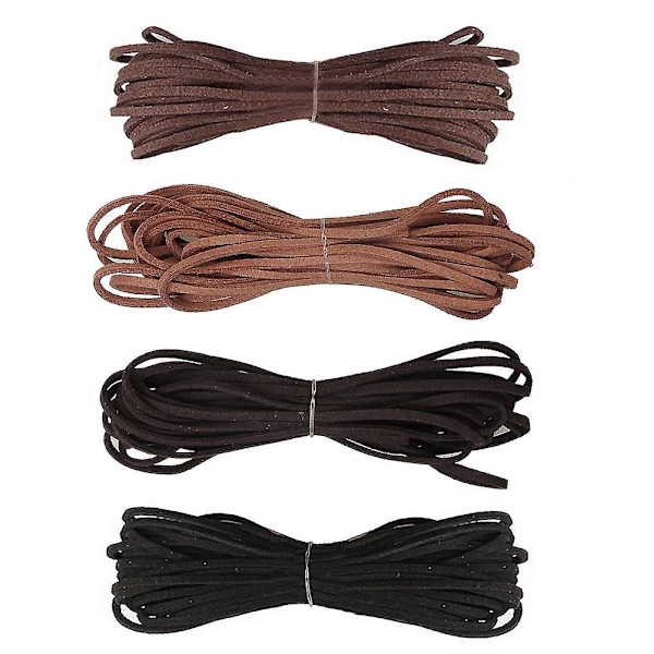 4pcs Leather Cord, Leather Necklace Cord Lace Leather Strip For Bracelet Necklace DIY