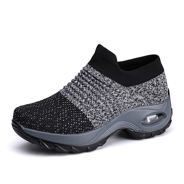 Store Størrelse Dame Air Cushion Fly Knit Sportsko Slip-on Sko Casual Sokker Sko blå-3 blue-3 36