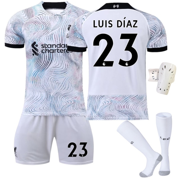 22-23 ny bortatröja all white korrekt version nr 11 Salah 27 Nunez 23 Diaz fotbollströja No. 9 with socks + protective gear #22