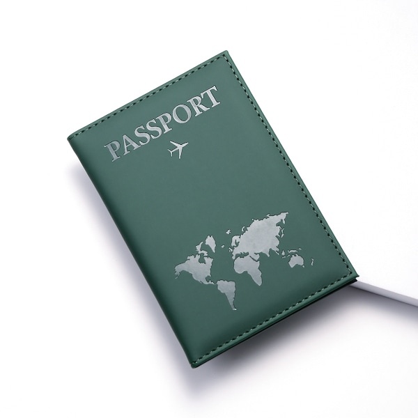 Dark green, PU matte map passport bag, passport holder, passport