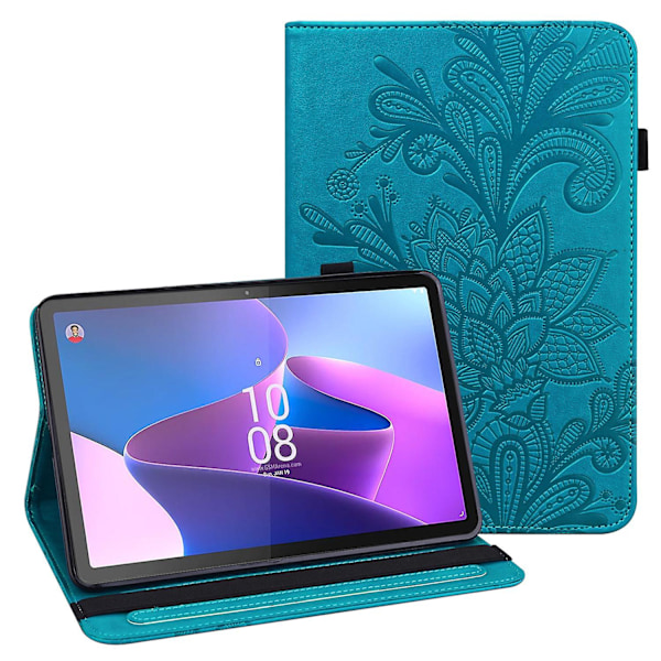 Til Lenovo Tab P11 Gen 2 Imprinting Drop-proof Tablet Cover PU Læder Etui med Stativ Blue