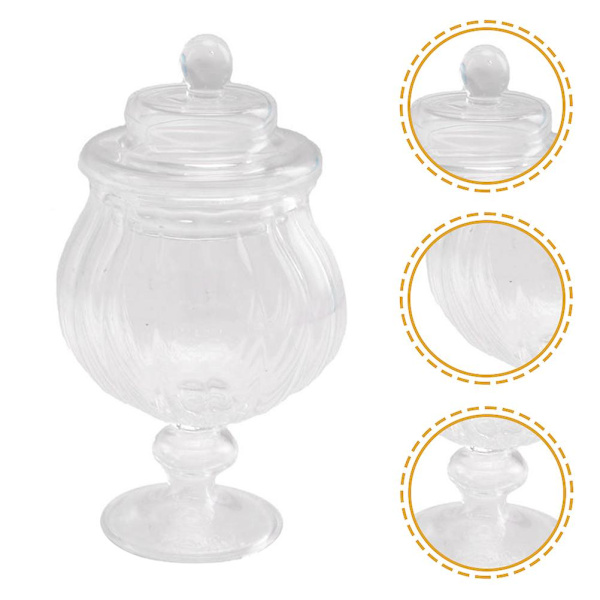 Liten glasburk med lock transparent glasburk 1/12 skala heminredning tillbehörTransparent Transparent Transparent 5.8X3.3X3.3CM