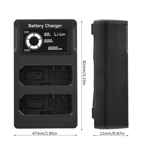 EN-EL14 LCD-näyttö USB-kaksikanavainen kamerakakun lataus Nikon D5300 D5200 D5100 D3100 -malleille