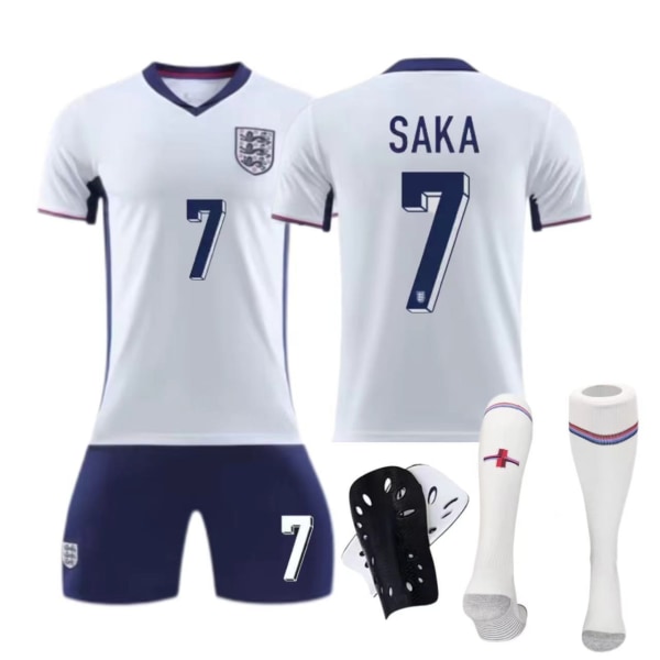 Europacup England hemmatröja nr 9 Kane nr 10 Bellingham barn vuxen kostym fotbollströja Size 7 socks + protective gear 28