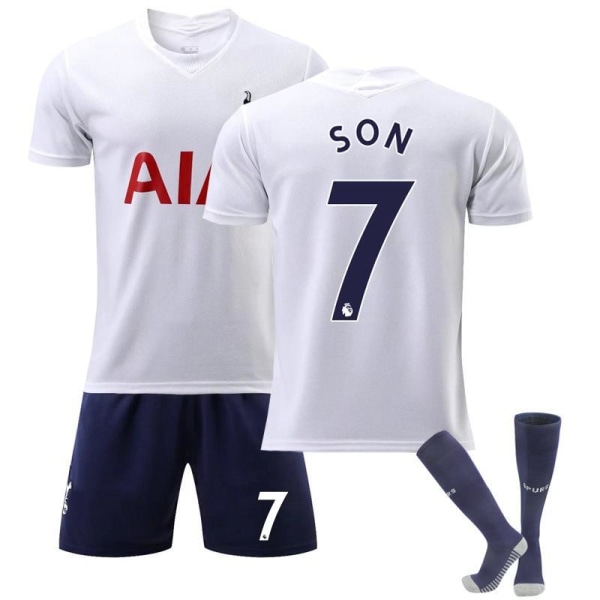 21-22 Tottenham hjemme hvid nr. 10 Kane nr. 7 Son Heung-min fodbolduniform med sokker fabriksvarer No. 10 with socks + protective gear 28#