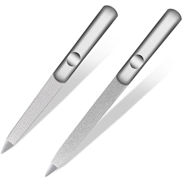/#/2 stk 13,6 cm metallneglfil, dobbeltsidig profesjonell neglefil/#/