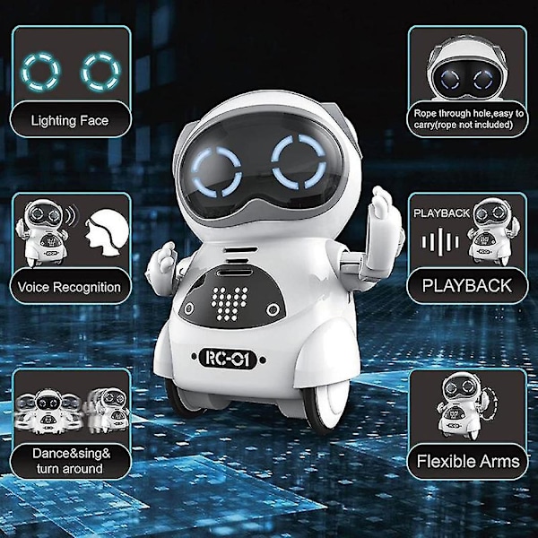 Mini Rc Pocket Robot interaktiivisella vuoropuhelukeskustelulla, puheentunnistuksella, chat-tallennuksella, laululla