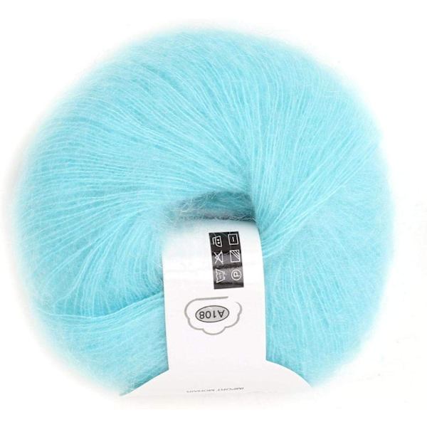 Strikkede blød angora lang uld garn varm med en hækling populær til DIY vævning (lyseblå) Bright Blue