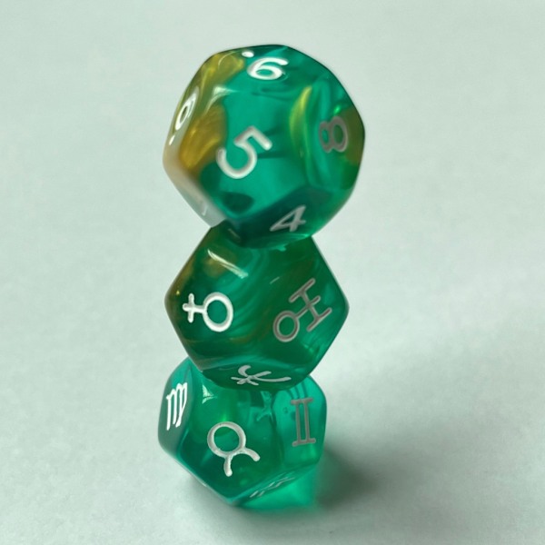 3x/ Sæt 12-sidede astrologiske terninger - akryl konstellations terninger - flerfarvet - akryl terninger - til konstellations divination 0.03 2