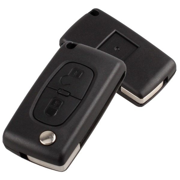 Nøglecover kompatibel med 2 knapper CE0523 Folding Flip Key til Peugeot 207 307 308 407 408 3008 5008 Citroen C2 C3 C4 C5 C6 C8 (2 knapper, CE0523)