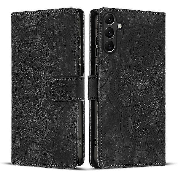 Frosted Læder Etui til Mandala Emed Retro Telefon Sort(FQ) For Samsung Galaxy S23 FE 5G Black