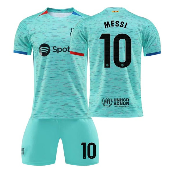 23/24 FC Barcelona Tv? Away Fodboldtrøjer Sæt til Børn 10 MESSI 10 MESSIAH children's sizes26