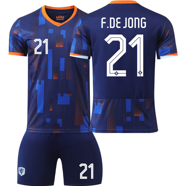 EM 2024 Nederländerna fotbollströja nr 4 Van Dijk 10 Depay 11 Robben 21 De Jong tröja set Home No. 21 #XXXL