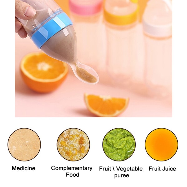 Silikon Babymatningssked Flaska Dropp Blue 90ml