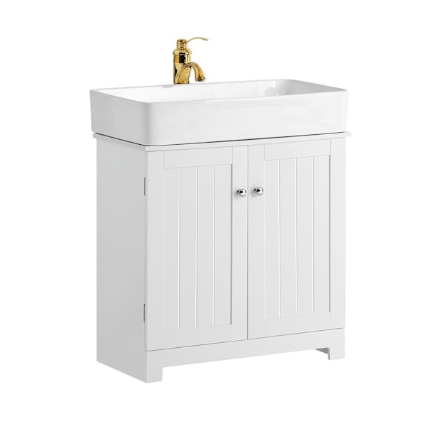 SoBuy servantvask underskap, Baderomsmøbler, med 2 dører, BZR18-W Wh White Sink cabinet (on wall)