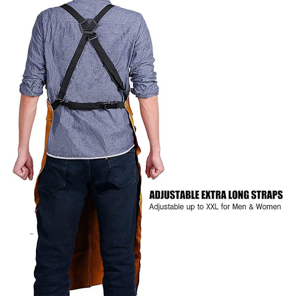 Läder Svetsförkläde För Män Professionell Värmebeständig Arbetsförkläde Heavy Duty Kohud Förkläde Perfekt För Smed DIY Svetsare Snickare 1 Styck