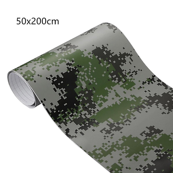 HK Camouflage Camo Vinyl Wrap Tarra Tarra Ilman Kuplia Auton Itseliimautuva Kalvo Koristelu 100cmx30cm Tyyppi 6 Digitaalinen Vihreä Digital Green 50x200cm