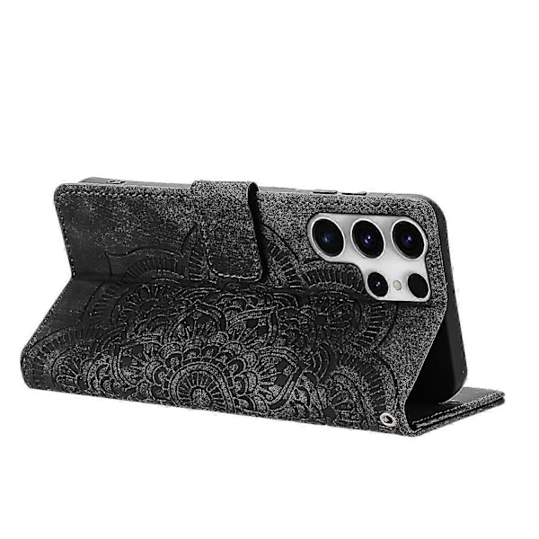 Frosted Læder Etui til Mandala Emed Retro Telefon Sort(FQ) For Samsung Galaxy S23 Ultra 5G Black