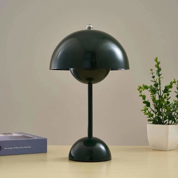 Blomkruka Svampar Led Bordslampor, Modern Bud Macaron Bordslampa Vintage Läslampa Dark Green