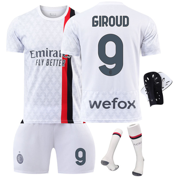 23-24 Ny sæson AC Away Jersey Sæt nr. 9 Giroud 10 Leo 11 Pulisic 19 Theo Fodboldtrøje No. 9 protective gear with socks XS