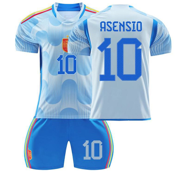 22-23 Spanien udebane blå nr. 10 Asensio 9 Gavi 21 Pedri 7 Morata fodbold uniformsæt 2223 Spain away number 10 #XS