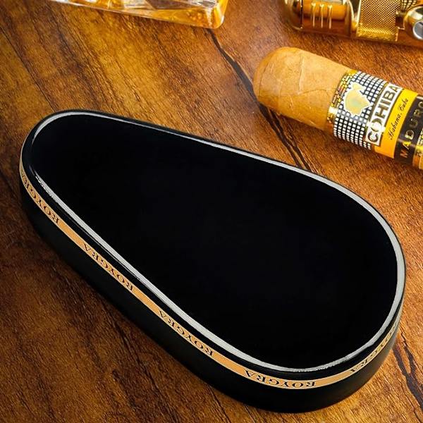 Cigarraskfat, handgjord guldpläterad keramisk cigarr-askfat, utomhus Ci