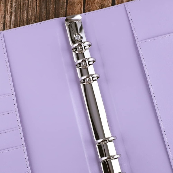 Läder A5 Ringpärm Planner Notebook Planner med magnetiskt spänne (Inre papper ingår ej) - Lila Purple