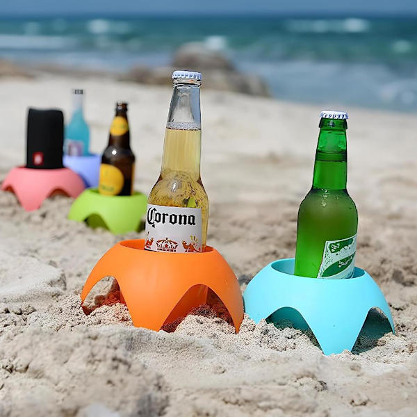 Strandkopphållare - Strandsemestertillbehör Stranddryckhållare Sandkopphållare Strandväska Strandutrustning Strandreseväska (Flerfärgad, 5-pack)