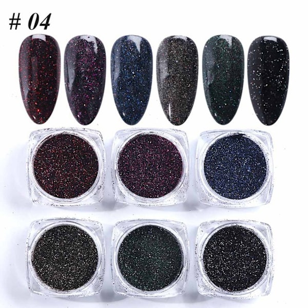 6 kpl Kynsi Tarrat Värit Glitter Set Syksy ja Talvi Timantti Roskakori Pink Champagne Sekvenssit Kynsi Glitter Kynsi G color